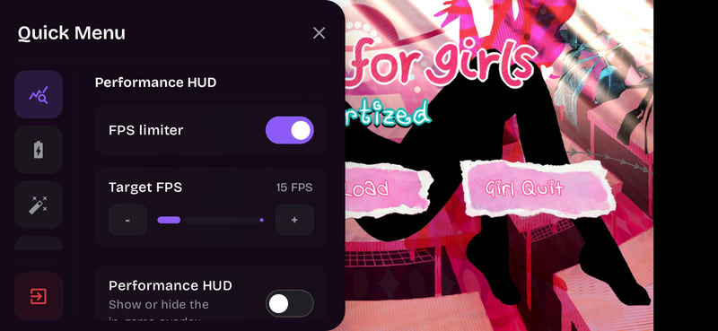 GameNative's performance menu.